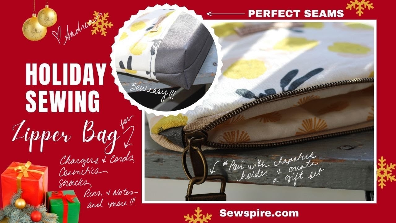 The Easy Way to sew a Zippered Bag with Perfect Side Seams 🙌  Use for tech gear, cosmetics or pens +