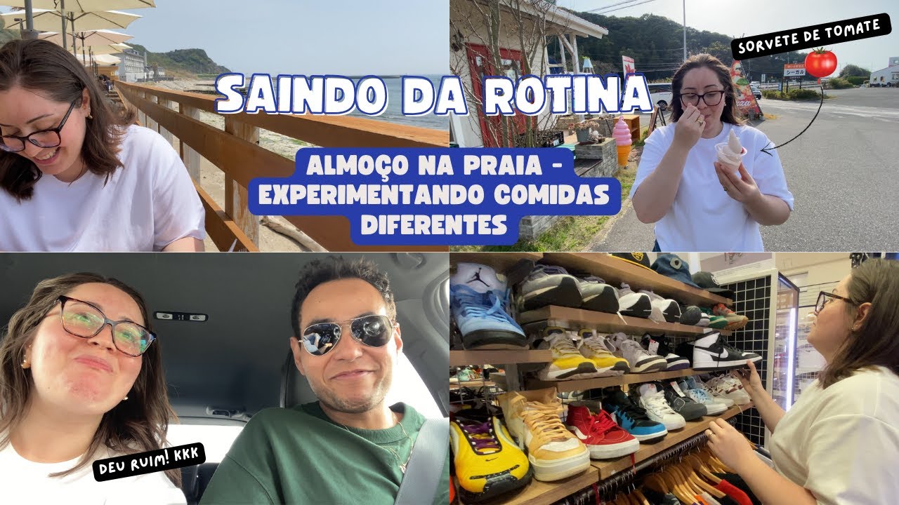 Saindo da rotina no JAPÃO - almoço na praia - experimentando comidas. #jp #brasil