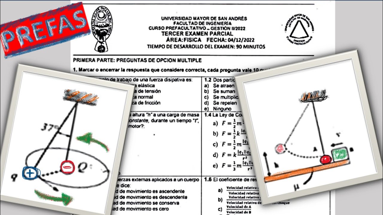 3 Parcial, FISICA 🔴🔵 exámenes resueltos Física prefacultativo ingeniería UMSA