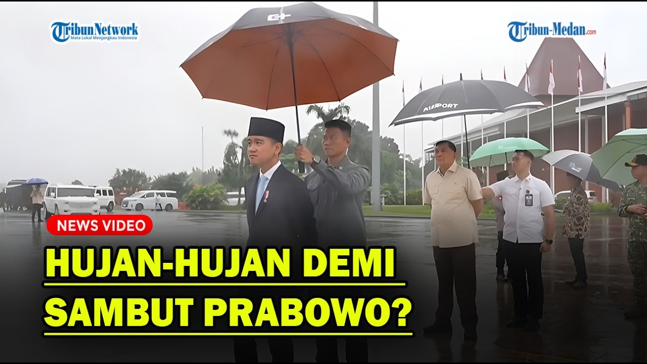 WAPRES GIBRAN Hujan-hujan Demi Sambut Prabowo Pulang dari Luar Negeri❓