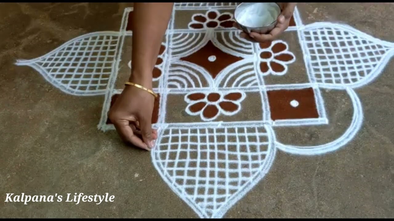Panguni Utheram Special/ 5×5dots/Flowers padi Kolam easy rangoli pandaga muggulu //01