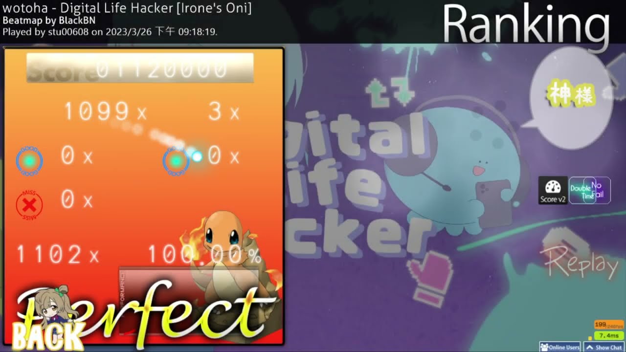[osu!Taiko] wotoha - Digital Life Hacker (BlackBN) [Irone's Oni] DT 全良