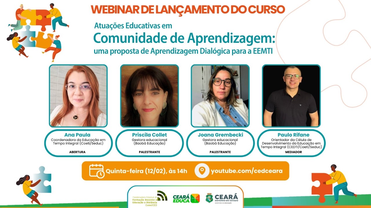 Webinário de Lançamento do Curso Atuações Educativas em Comunidade de Aprendizagem