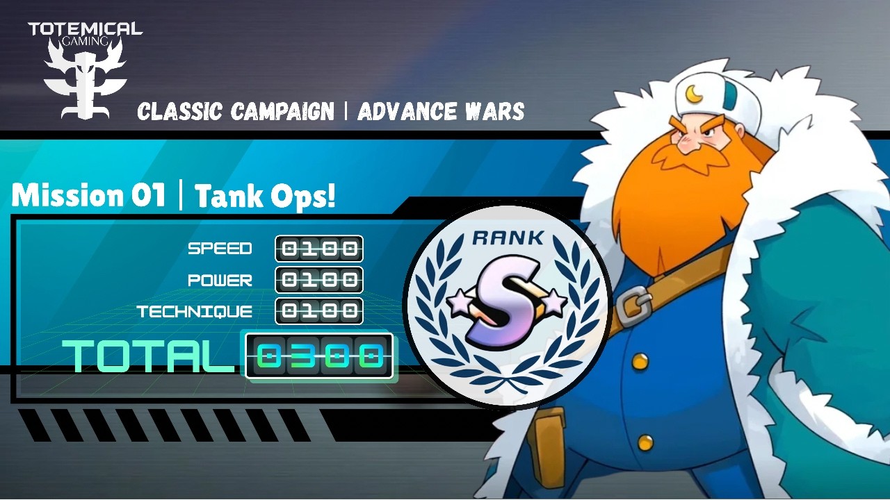 Advance Wars 1+2: Reboot Camp - AW1 Campaign - Mission 1: Tank Ops! (Rank S, Score: 300)