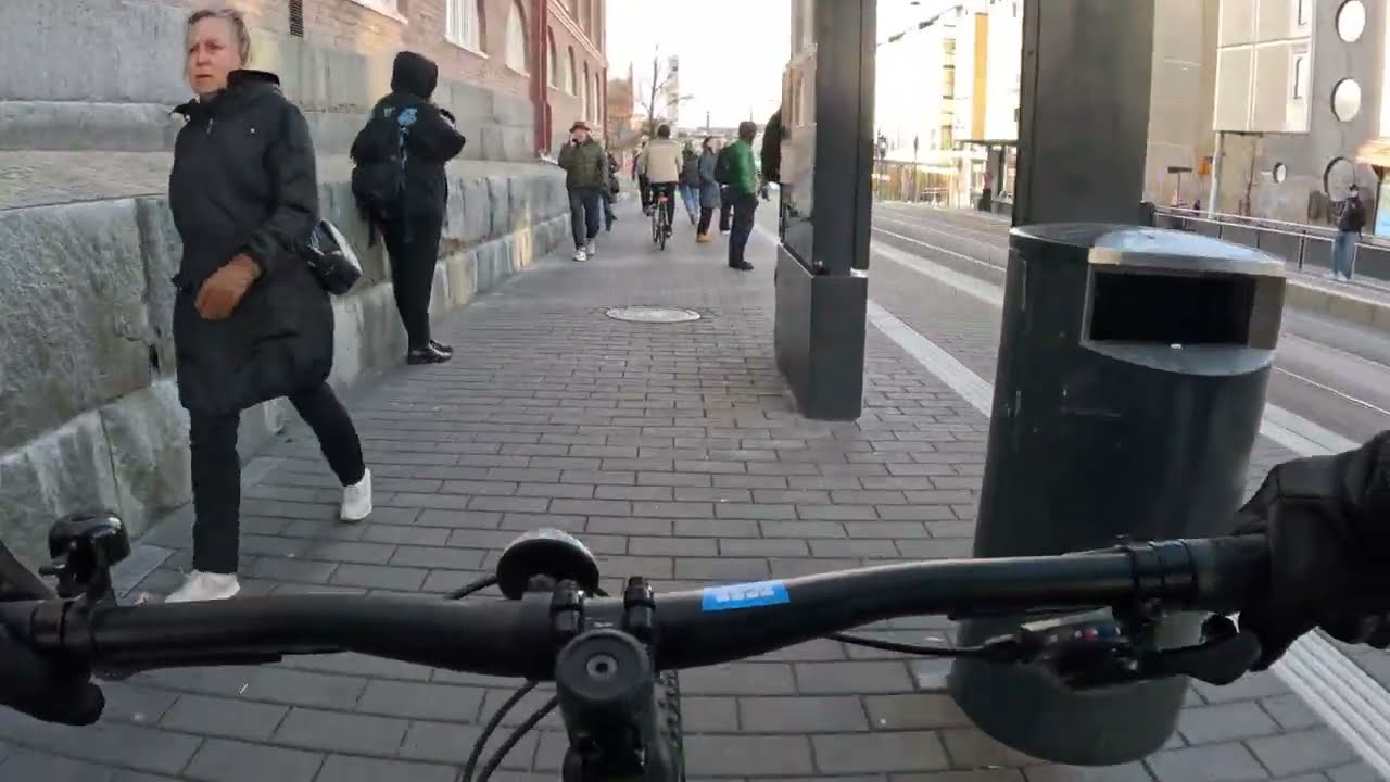 TAMPERE CITY FINLAND,  Oct. 30, 2024.Weekday bike ride. Windy Day...HD 4K