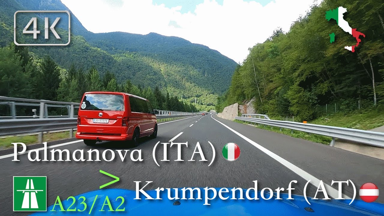 ASMR Highway Drive (Italy - Austria) [Palmanova (ITA) ⩾ Krumpendorf (AT) ] August ⛅