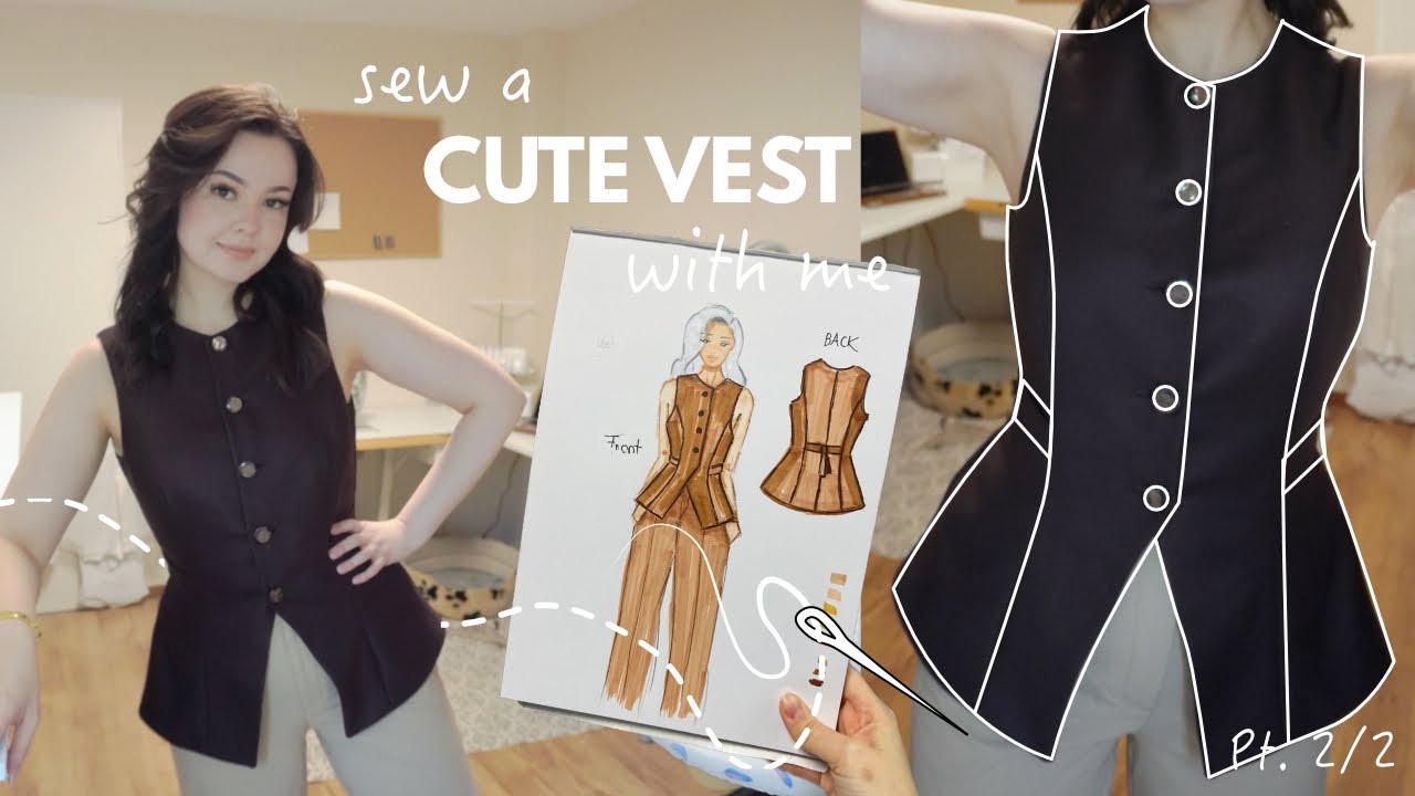 Sewing a cute VEST! Continuing with my Capsule Wardrobe Pieces | Sewing Pattern Vest Celia Pt. 2/2
