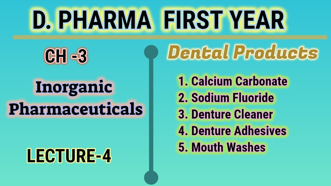Dental products/inorganic pharmaceuticals/CH-3/L-4/pharmaceutical chemistry/D.Pharm first year