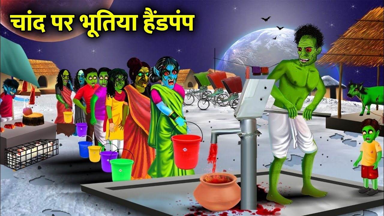 चांद पर भूतिया हैंडपंप|ghostly handpump on the moon|witch cartoon stories|chacha universe moral|....