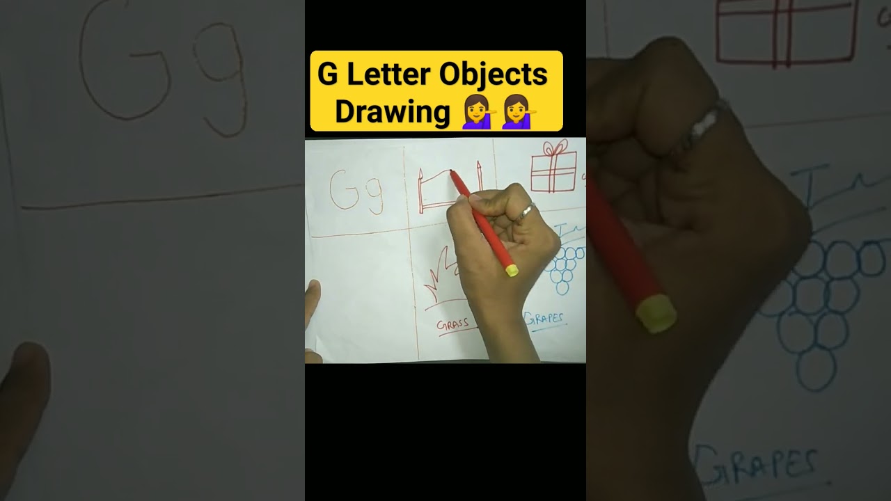 Letter G Objects Drawing #drawingtutorial #alphabetdrawing #shorts
