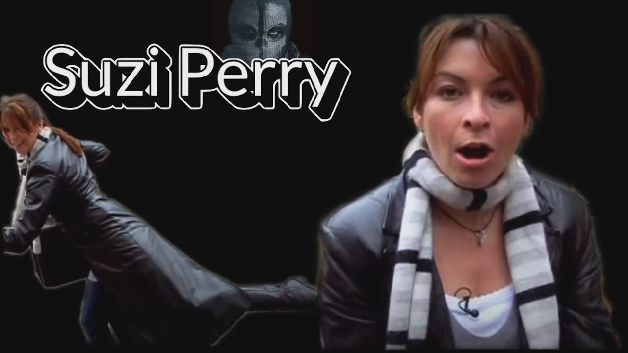 Suzi Perry in Long Black Leather Coat