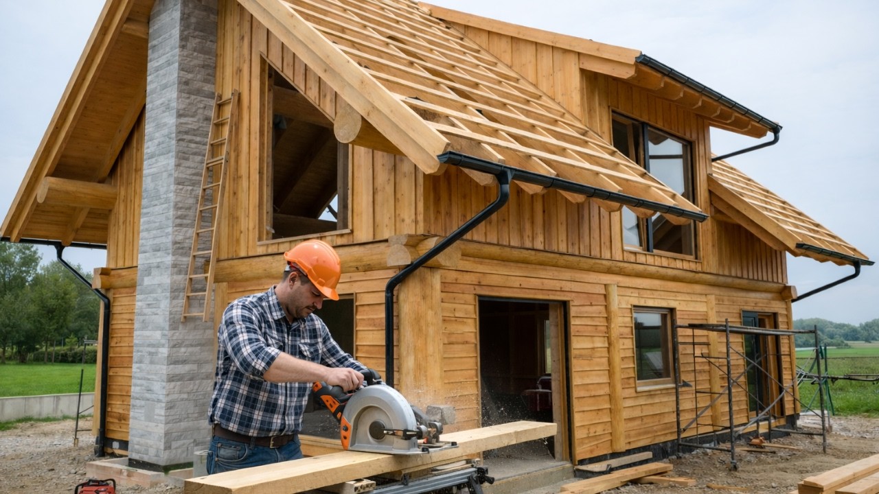 Man Builds a MODERN Timber Frame House in 2 Years | Start to Finish by @naturalloghouse