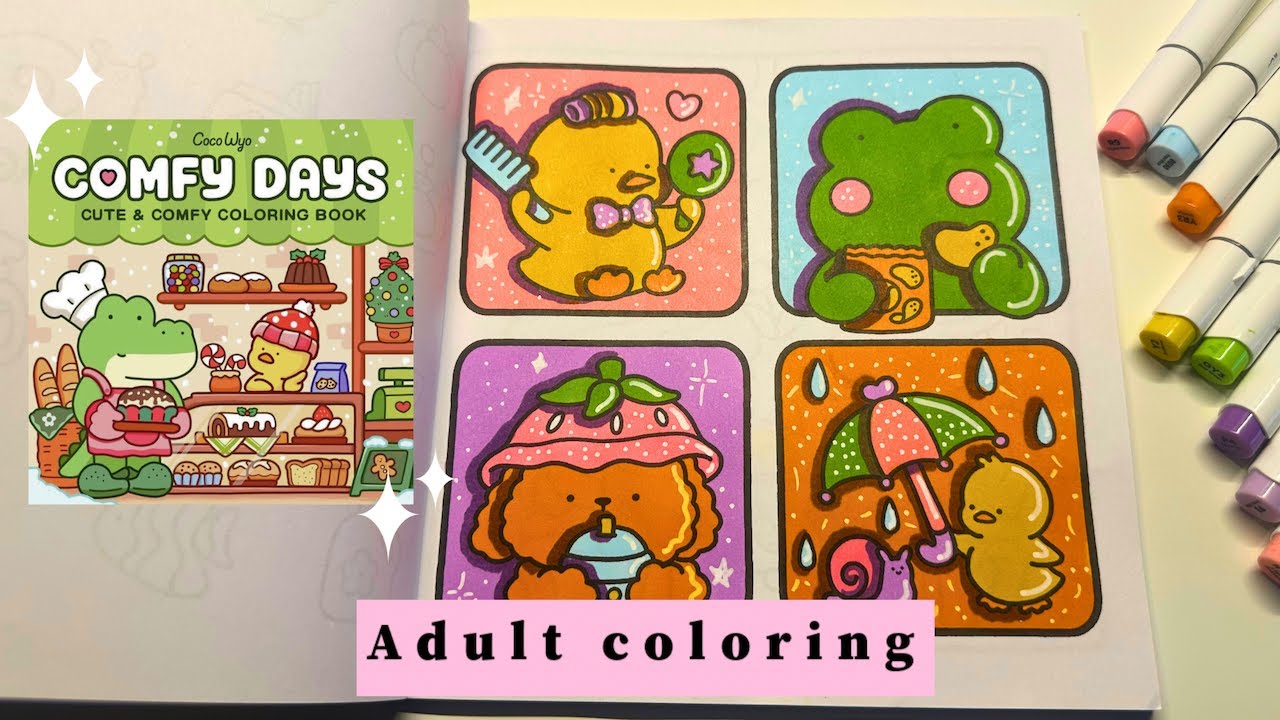 Color along / color with me Coco Wyo Comfy days coloring book with OHUHU markers