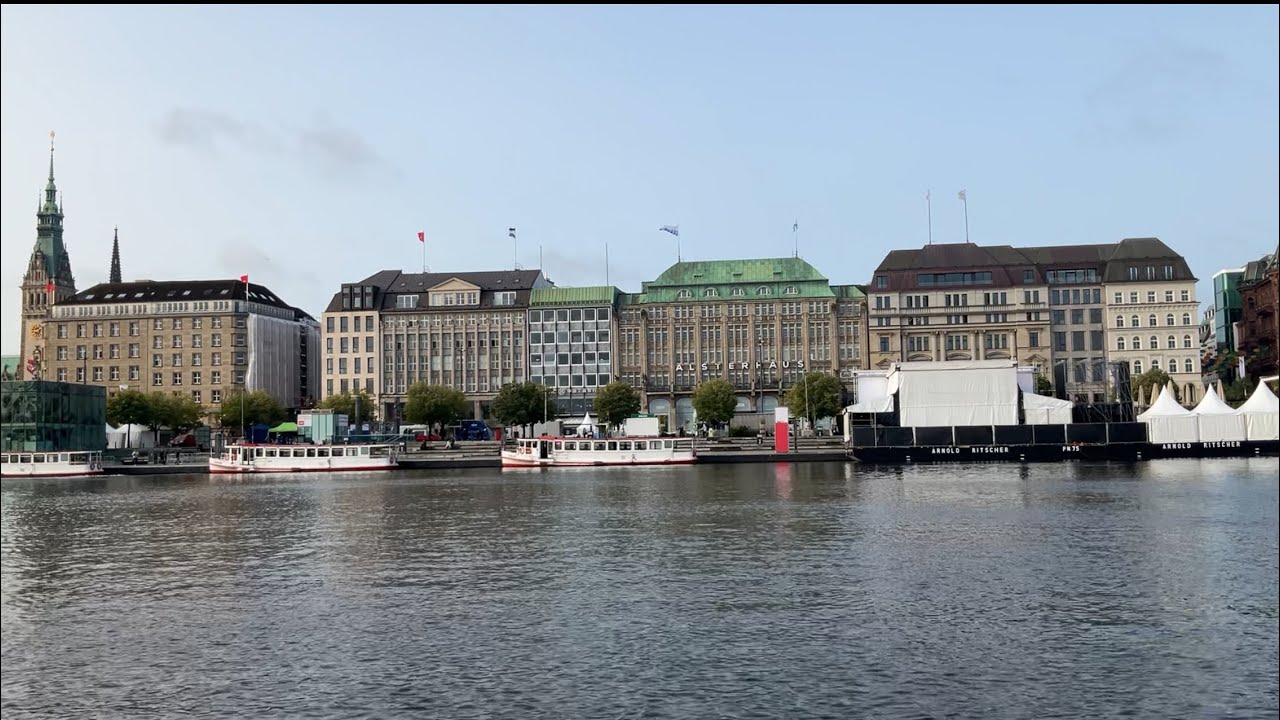 CRUISING OUTER ALSTER THE LARGEST ARTIFICIAL LAKE  FORMED BY THE RIVER ALSTER HAMBURG GERMANY 🇩🇪