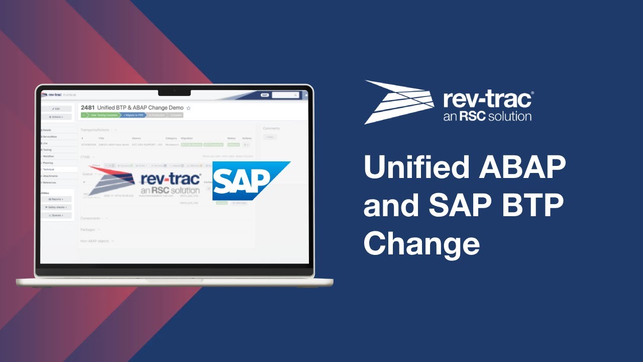 Unified ABAP and SAP BTP change management with Rev-Trac Platinum