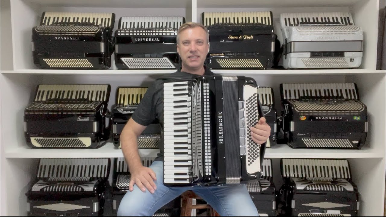 Acordeon Philharmonic - 4/5 de voz Oitavada - 13/6 Registros - 49 cm - Jeferson Oliveira