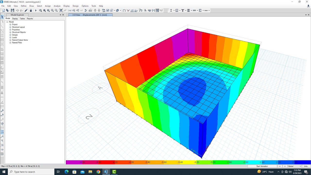 Swimming Pool Analysis in Etabs | Swimming Pool Model in Etabs
