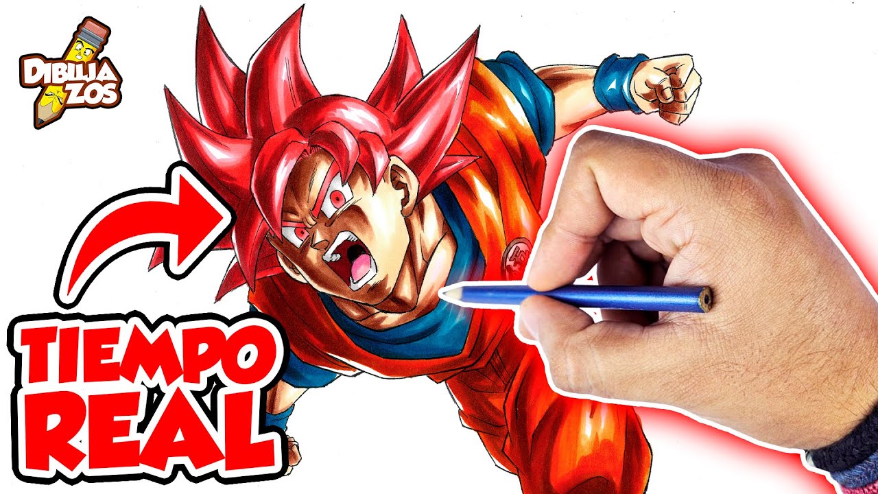 TE ENSEÑO COMO DIBUJAR A GOKU SSJ GOD 🔥 | Dibujo en TIEMPO REAL 🕓