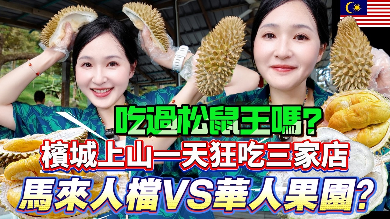 【马来西亚】🌟槟城浮罗山背榴莲魅力太大，今天继续吃三家，果园阿叔超健谈，告诉我很多秘密😂！松鼠标吃白果肉榴莲，苦到没朋友🤨！马来人档口吃的榴莲竟然叫林凤娇，超有意思💓 马来西亚榴莲Vlog3