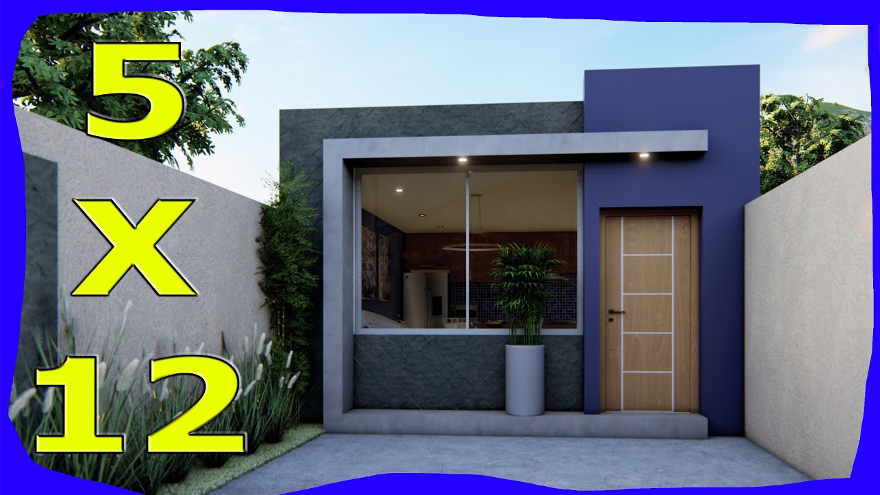 Casa de 5x12 UNA Planta 1 RECAMARA Fachadas de Casas Modernas