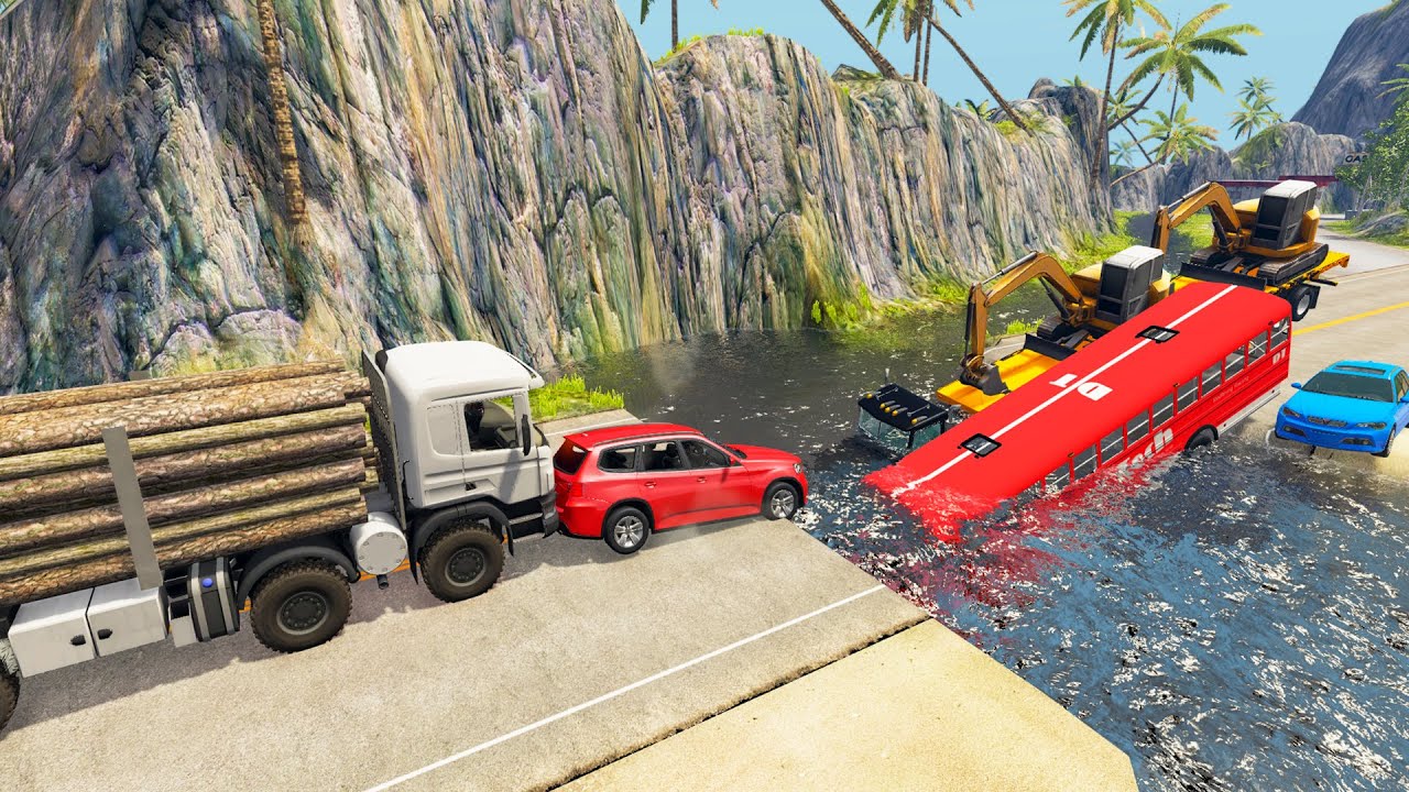 Cars vs Massive Water Pit - Beamng Drive