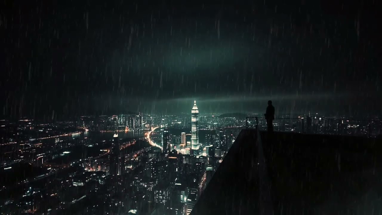Rain Sounds for Sleep 🌧️ 11 Hours  Rain Ambience at Midnight on Taipei 101 Rooftop Relaxation
