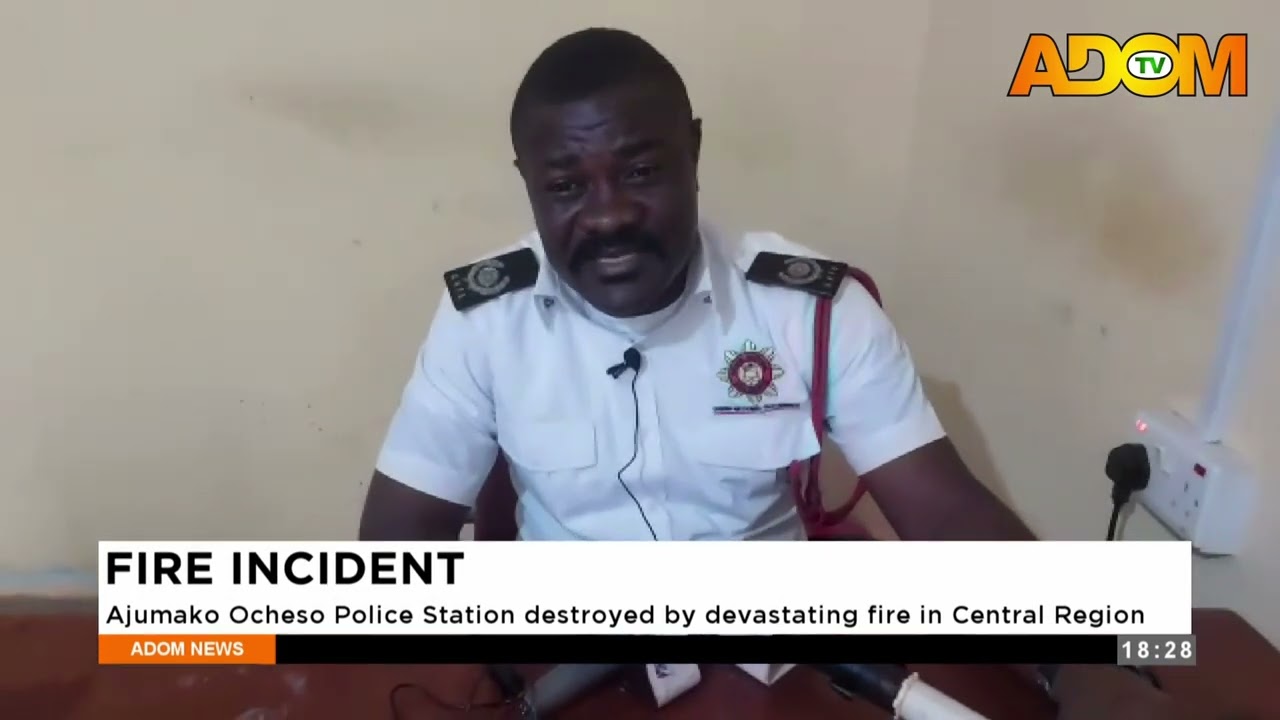 Fire Incident: Ajumako Ocheso Police Stattion destroyed by devastating fire in Central Region