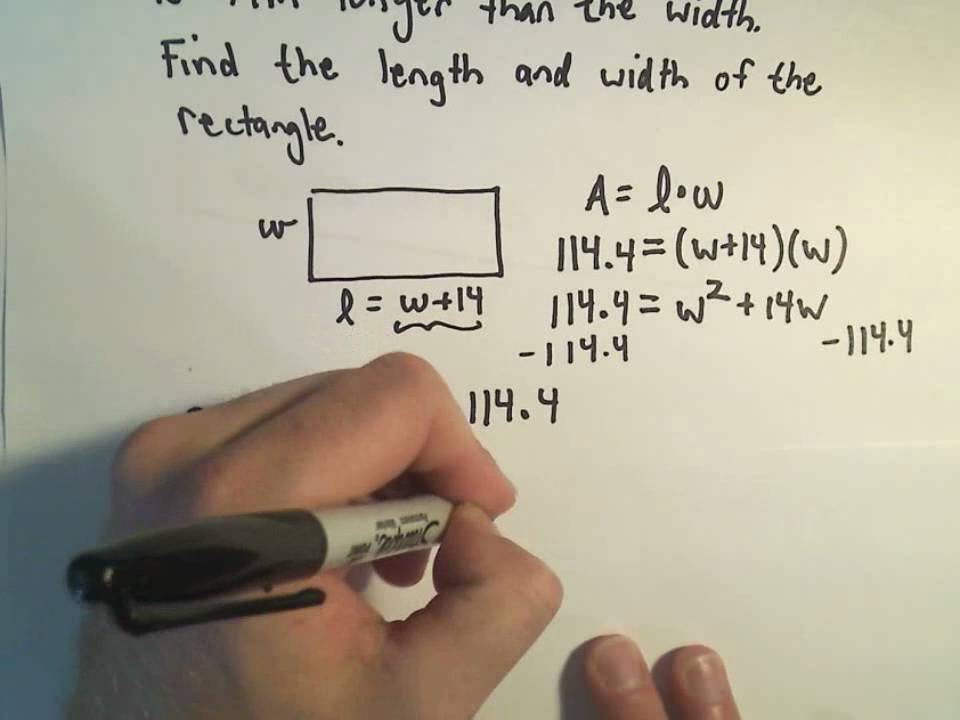 More Word Problems Using Quadratic Equations - Example 1