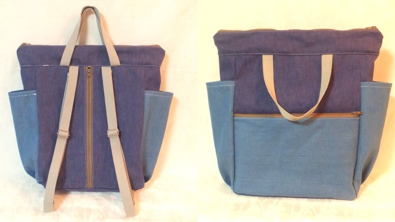 中身が取り出しやすい  トートリュック の作り方 ／ Tote Backpack Tutorial.