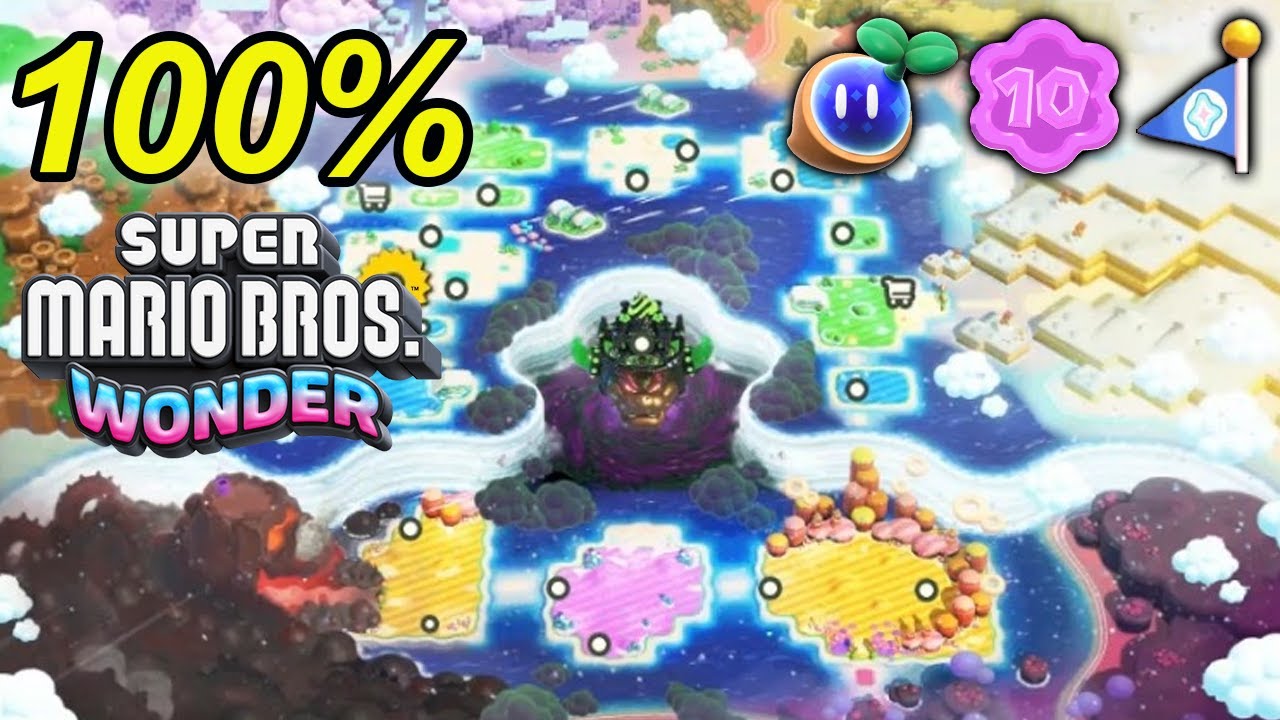 HUB - ARQUIP&Eacute;LAGO FLORIDO - 100% MOEDAS/SEMENTES/BANDEIRAS - MARIO WONDER DETONADO