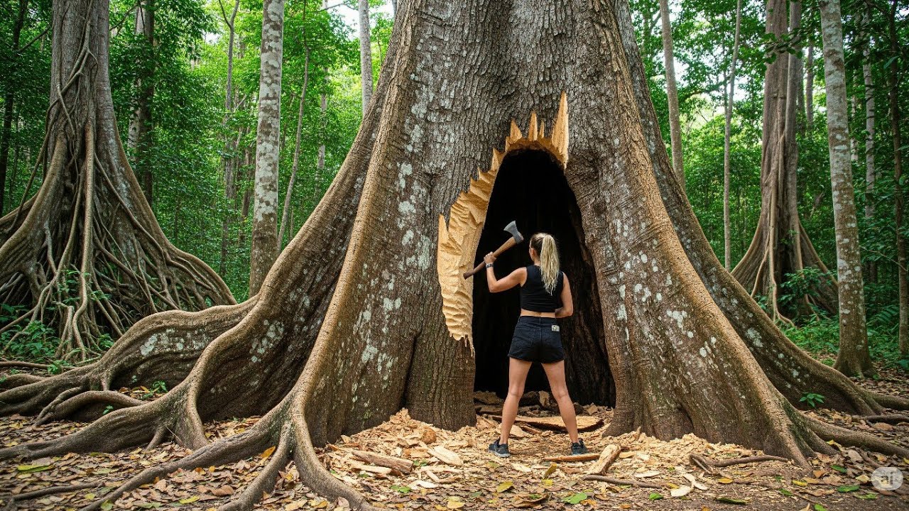 Building Jungle Shelters from Giant Tree Roots