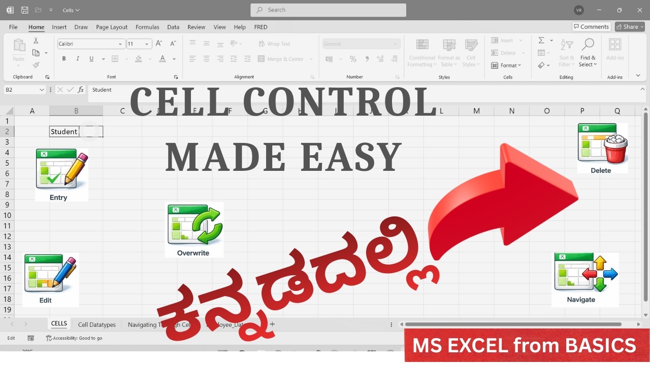 5 - Basic Cell Operations | Entry, Edit, Delete & Navigate | MS Excel for Beginners