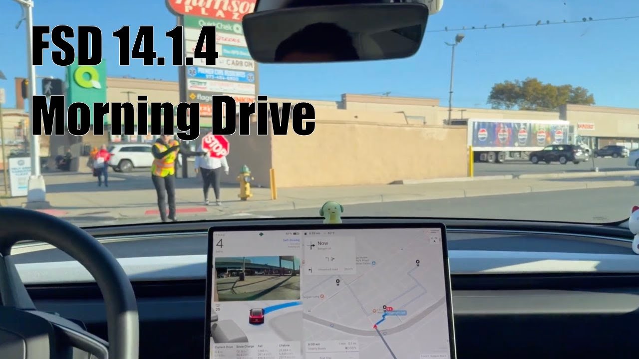 Tesla FSD 14.1.4 Утренняя поездка