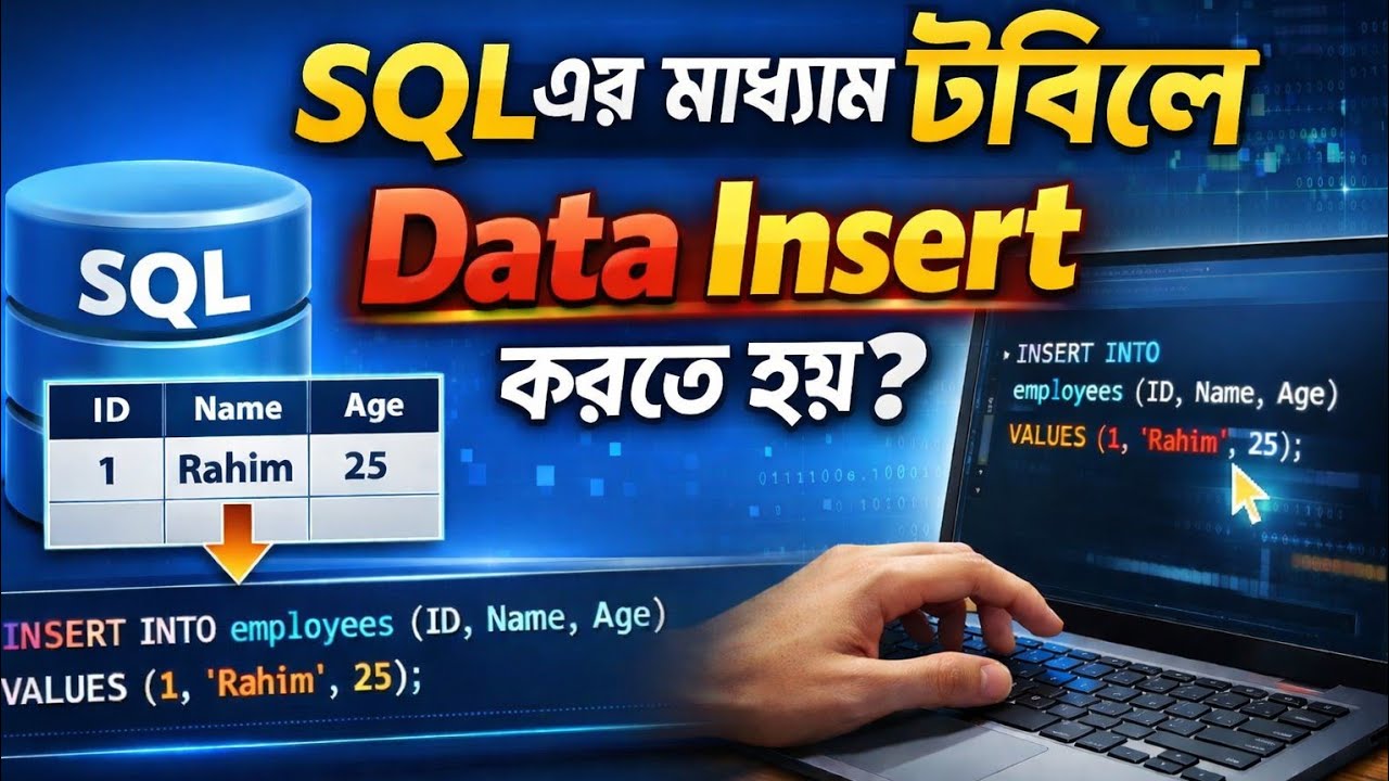 SQL দ্বারা টেবিলের মধ্যে কিভাবে Data Insert করতে হয়?#SQL#data #dataanlysis #dataanlysis #dataanlysis