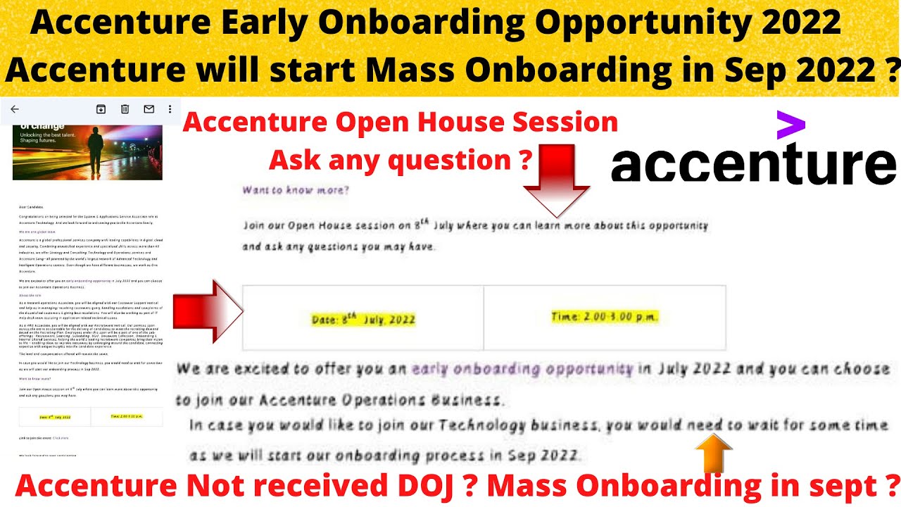 Accenture early Onboarding Oppurtunity 2022 | Will Accenture Mass DOJ Onboarding in September 2022 ?