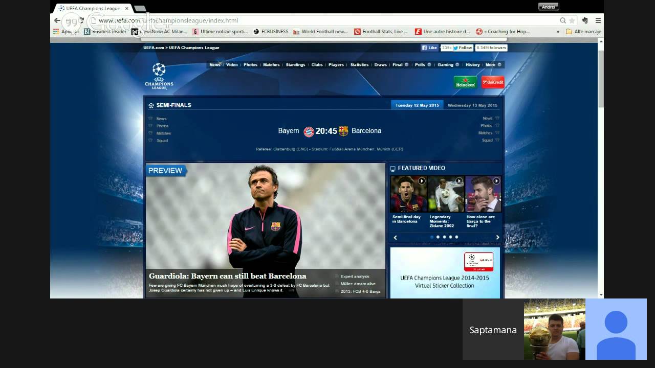 Saptamana de fotbal - Retur Semi-finalele Champions League, 12.05.2015