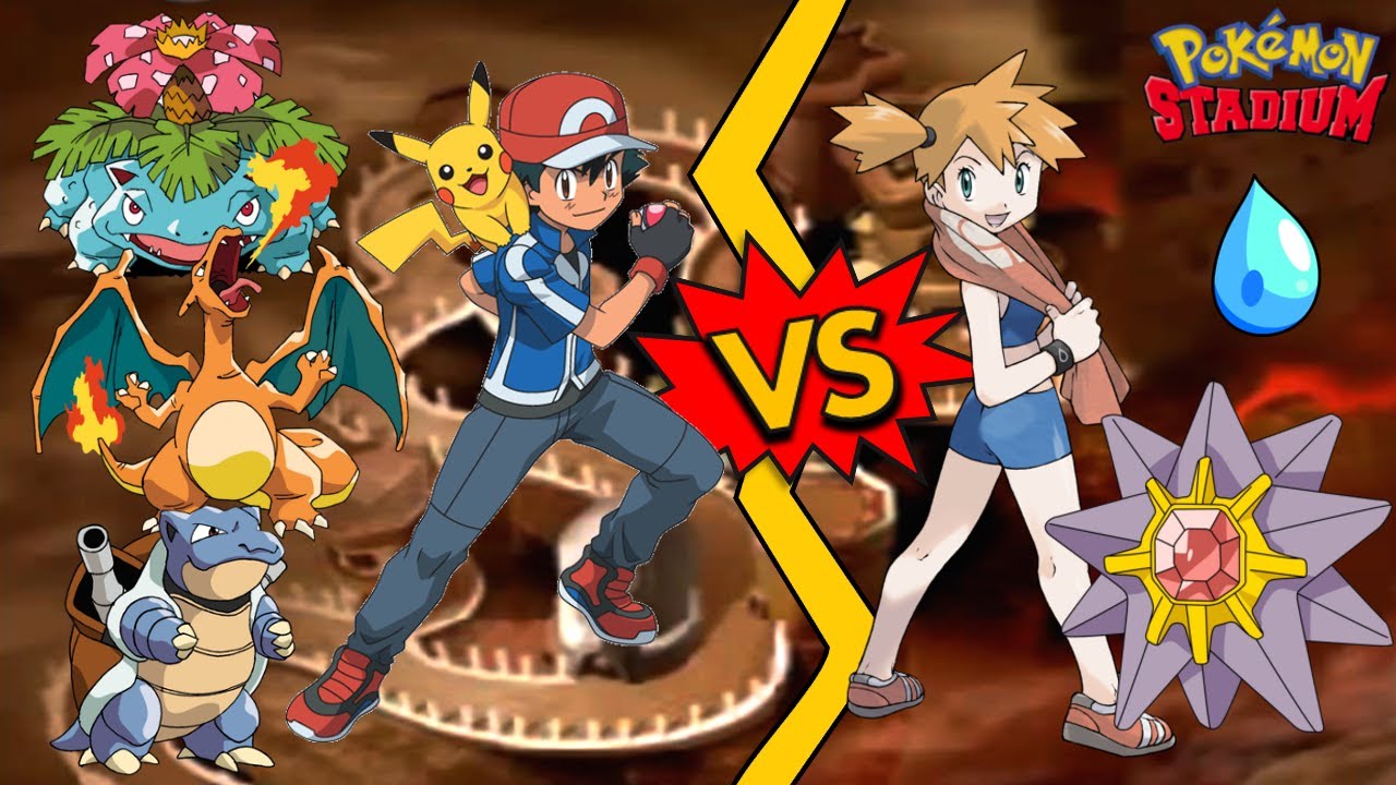 Pokemon Stadium [N64] - Ash vs. MISTY - Arenaleiterburg - 