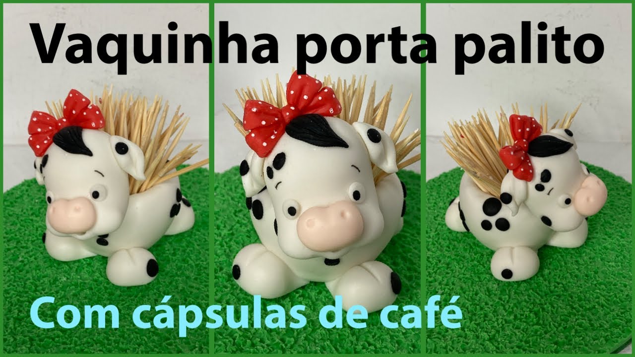 Porta Palito vaquinha de biscuit/passo a passo