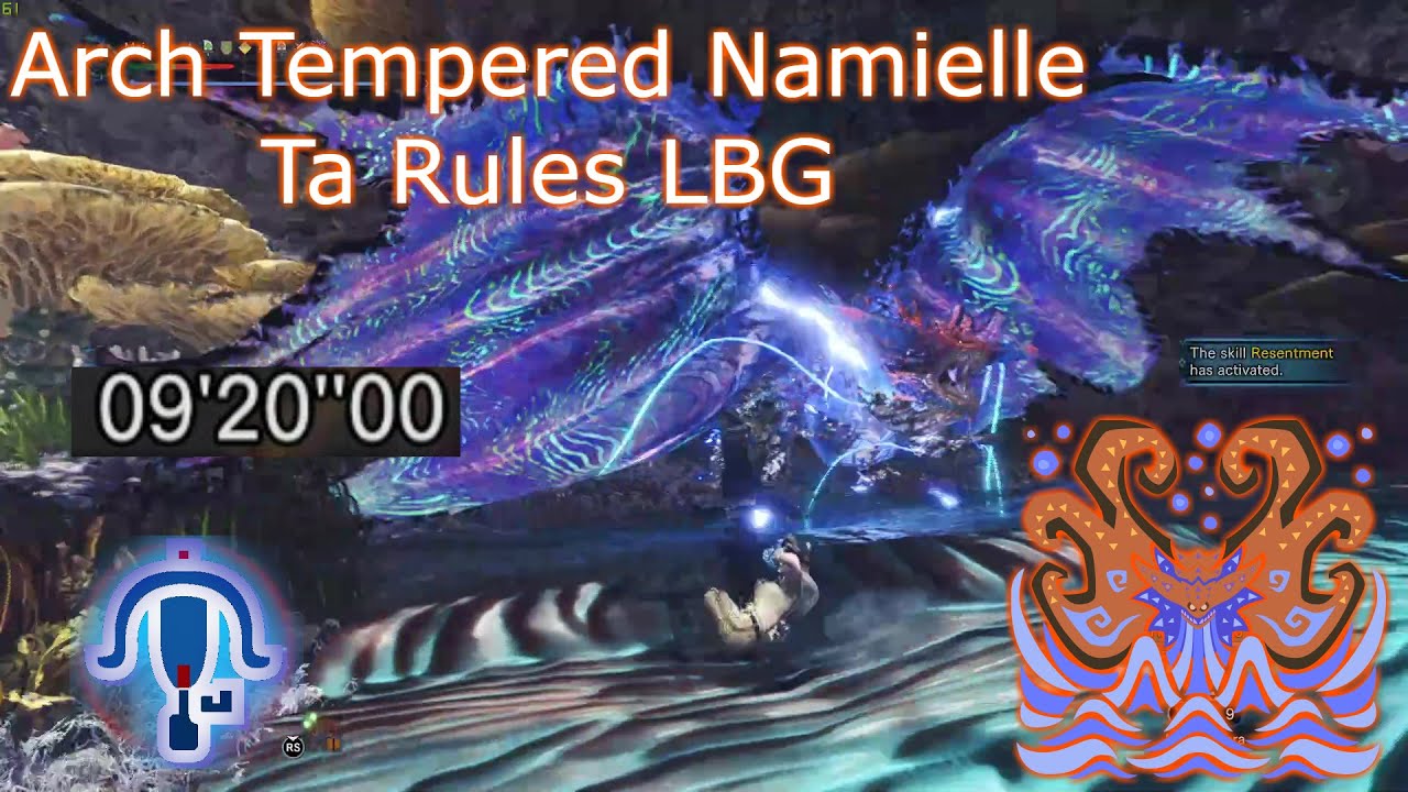 【MHWI】MR6☆ Arch Tempered Namielle 歴戦王ネロミェール TA Rules Fire LBG ¤9:20¤