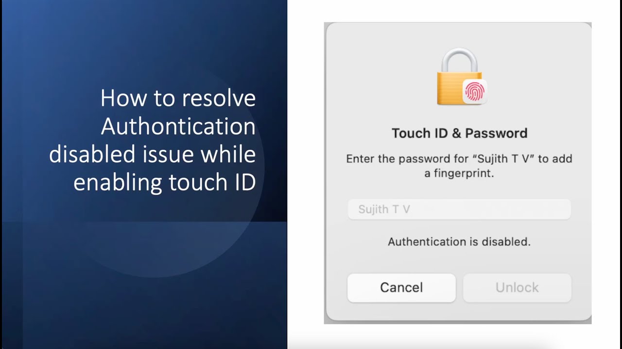 How to resolve authentication disabled error while enabling touch id