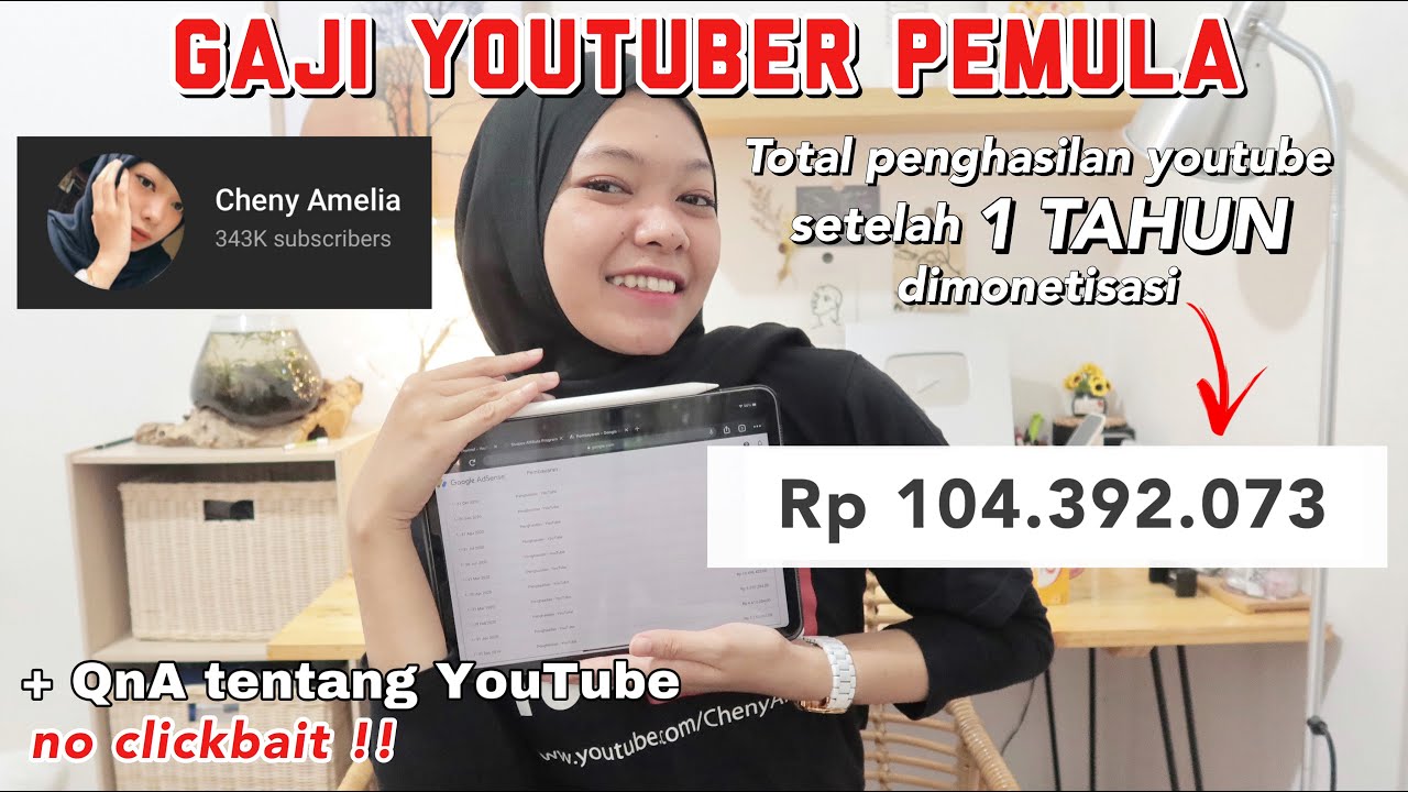 GAJI YOUTUBER SETELAH 1 TAHUN DIMONETISASI || Rincian Penghasilan YouTube Cheny Amelia 🌼
