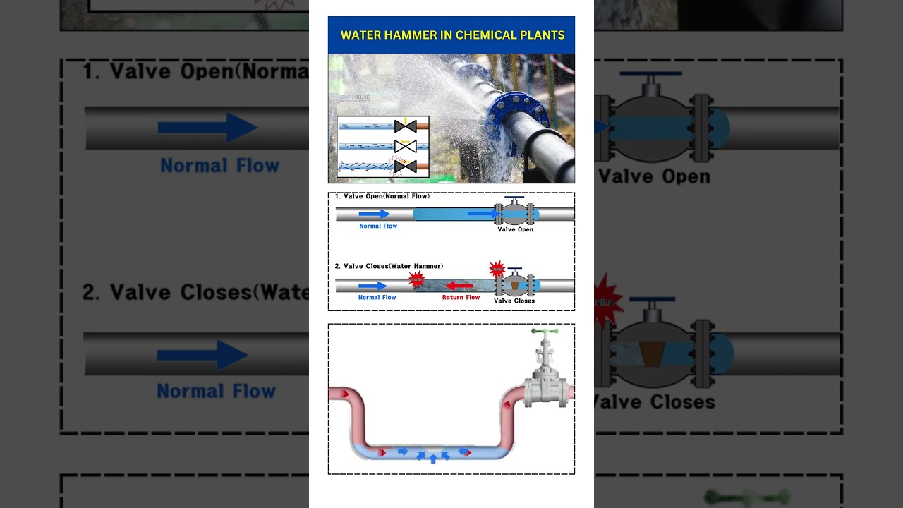 Water hammer or pressure surge  in chemical plants