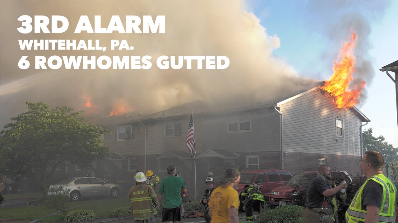Three Alarm fire destroys 6 row homes in Whitehall, PA 06/30/16