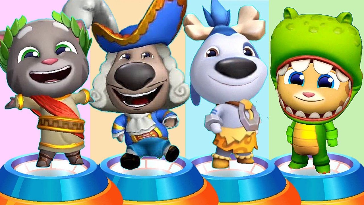 Talking Tom Time Rush Roman Tom Gold Caveman Hank vs Captain Ben vs Dino Ginger vs Roy Raccoon