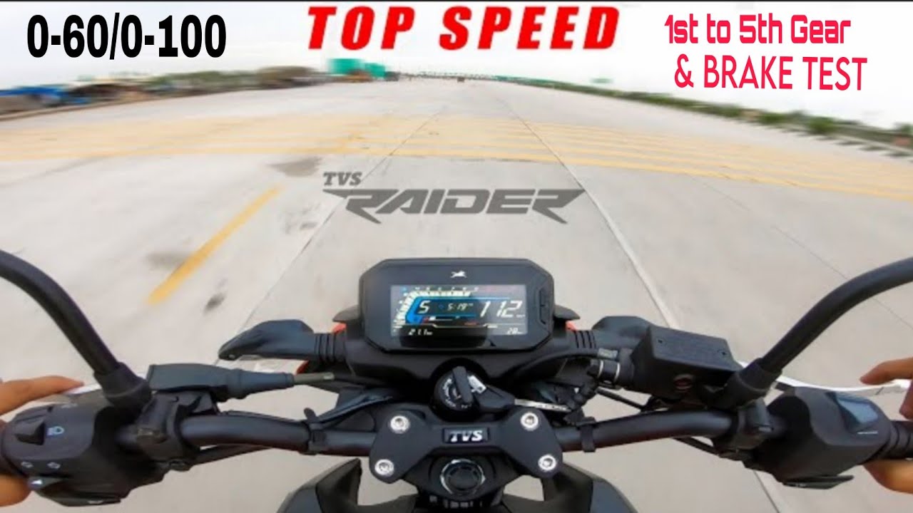 TVS Raider 125 : Performance Test | Top Speed with 1st to 5th Gear | 0 to 60 | 0 to 100 | Brake Test