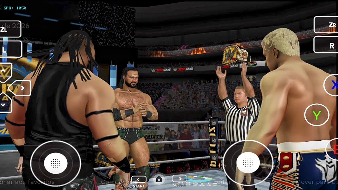 Новая игра WWE 2K25 для Wii на эмуляторе Dolphin и Android. Дрю Макинтайр (чемпион) против Коди п...
