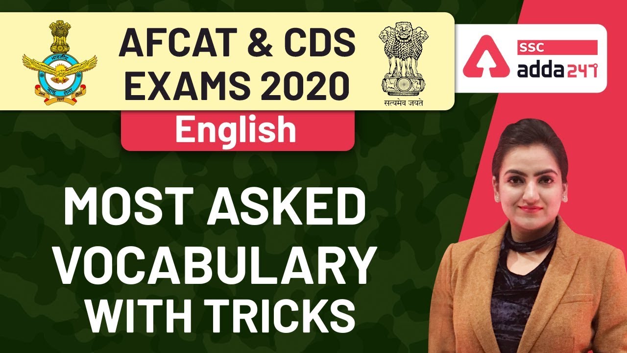Most asked Vocabulary with Tricks | English | AFCAT & CDS Exams Preparation 2020
