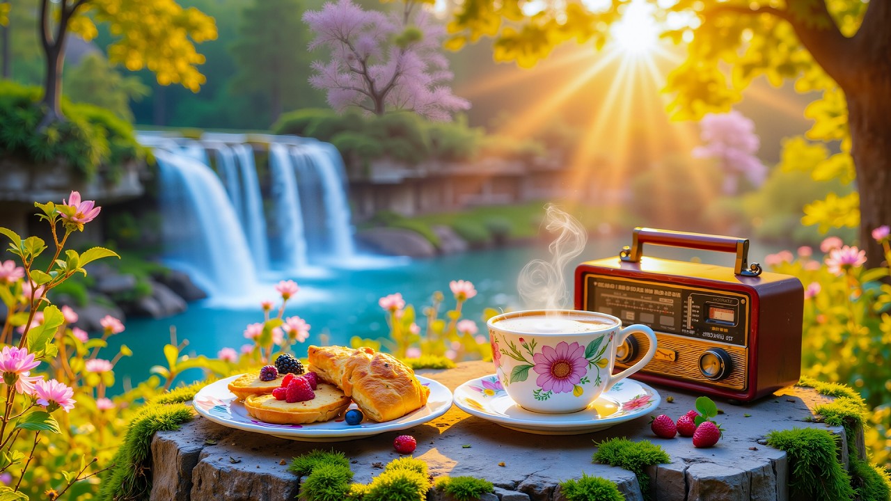 Relaxing Jazz Music & Cozy Spring Coffee Shop Ambience by River🌿🌸 Warm Jazz Music to Study, Work