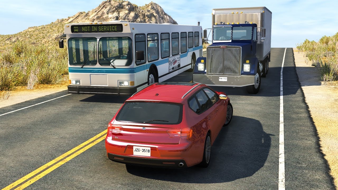 Car Overtaking Crashes Compilation #6 - BeamNG Drive - HD