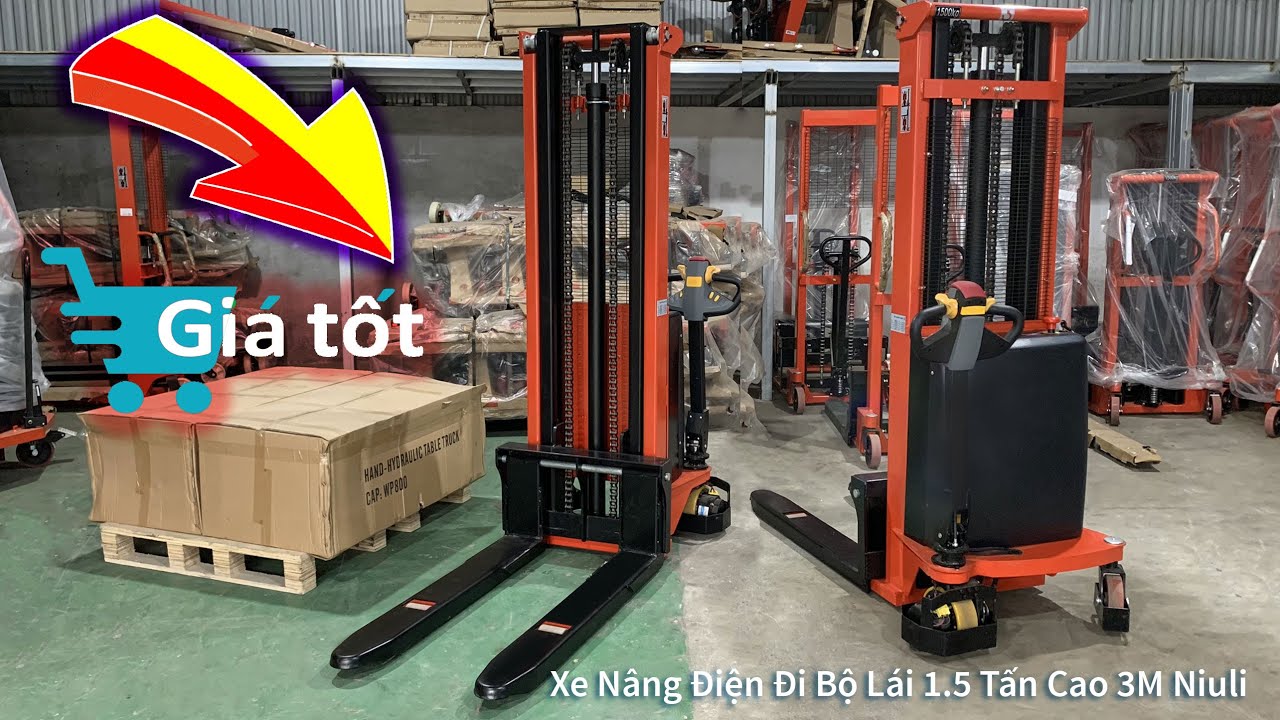 BÁO GIÁ Xe Nâng Điện Đi Bộ Lái 1.5 Tấn Cao 3M Niuli - Model: CTDC1530